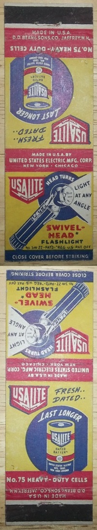  USAlite Matchbook Cover
